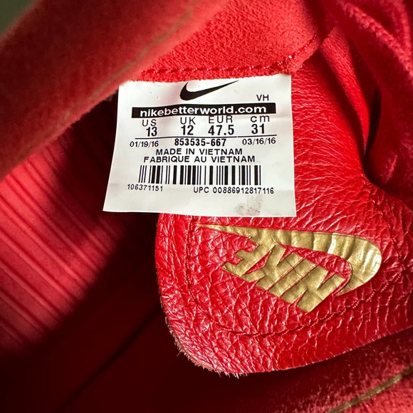 NIKE ROSHE TIEMPO VI QS UNIVERSITY RED/ UNIVERSITY RED-METALLIC GOLD SIZE 13 main image 5